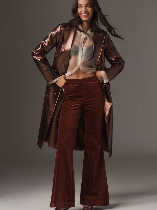 Pilcro Pants - Pilcro Pull-On Mid-Rise Retro Flare Velvet Jeans